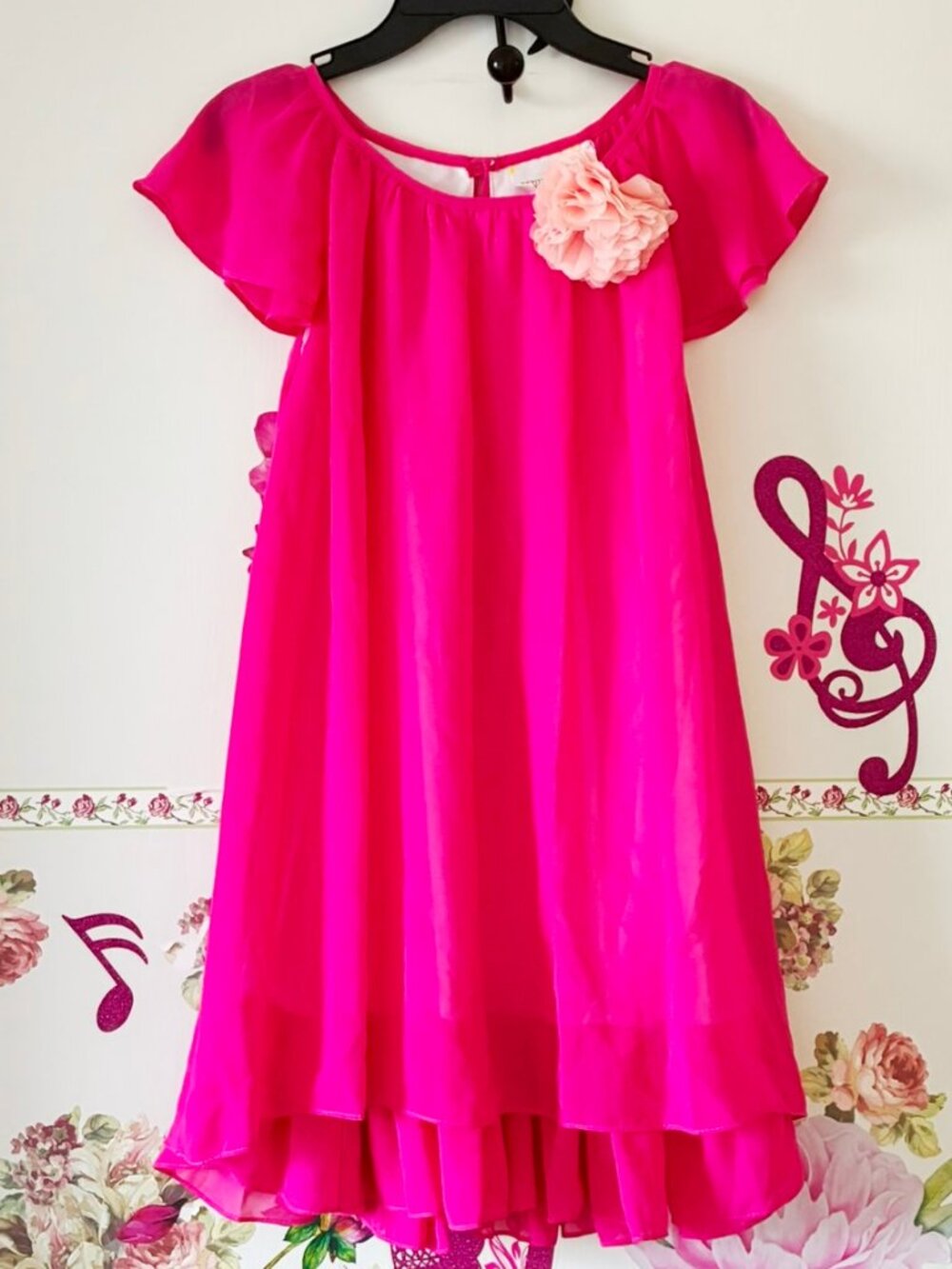 Petite Adele Pink Flared Flower Corsage Formal Special Occasion Dress Girls 12
